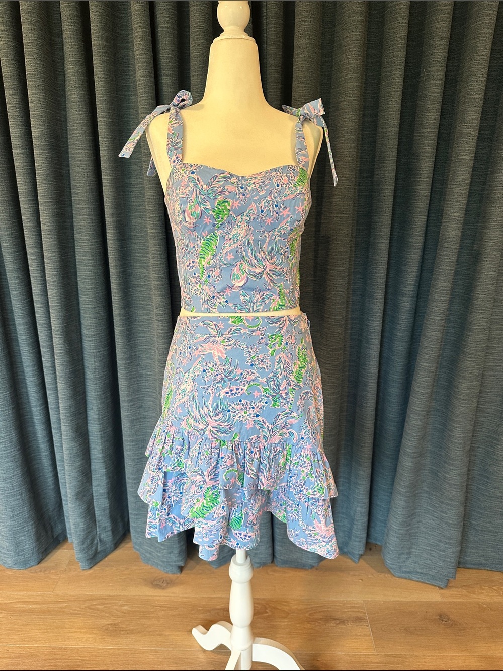Lilly Pulitzer Lavender Blue Floral Two Piece Outfit